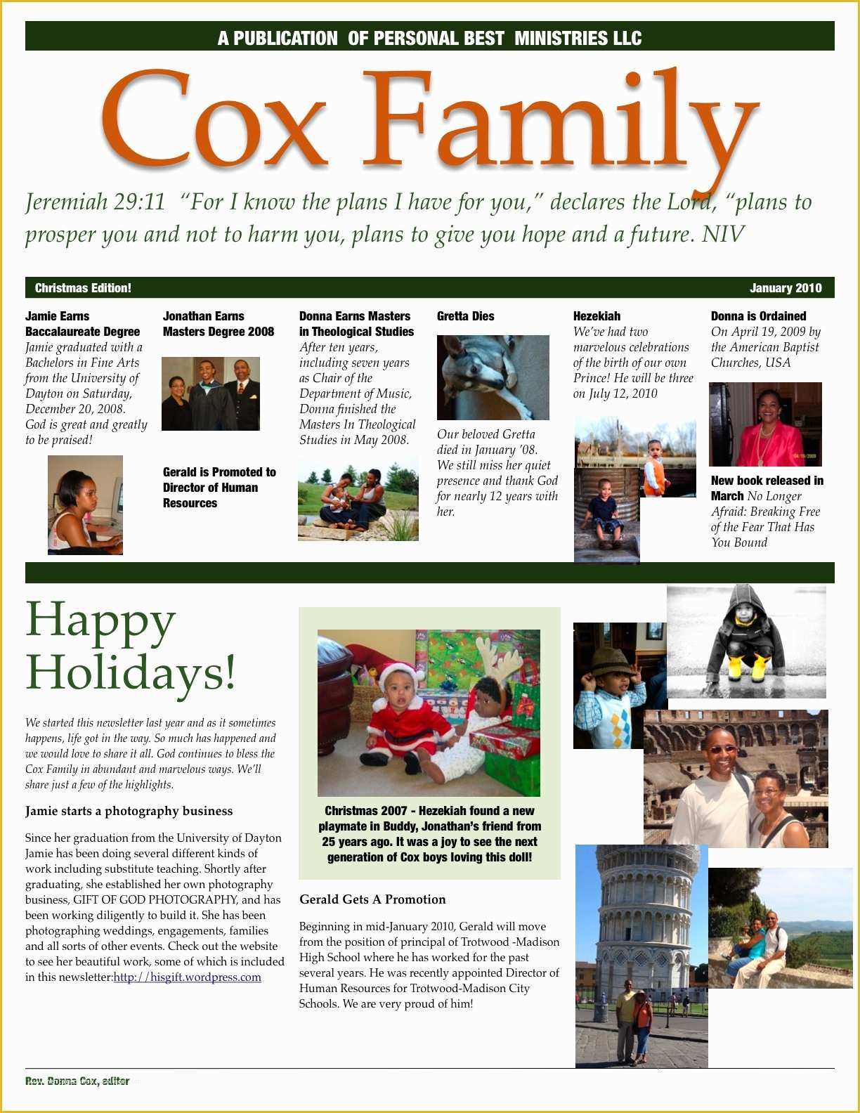 Free Family Newsletter Template Of Family Newsletter
