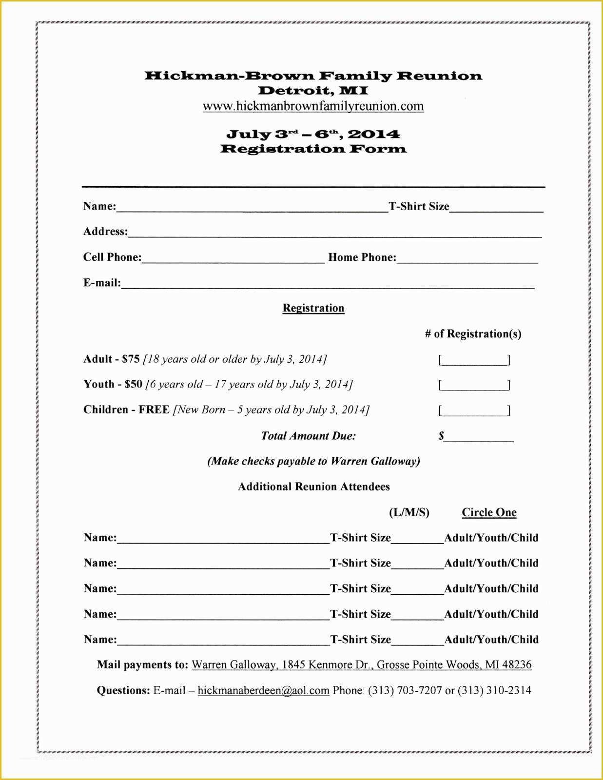 Free Family Reunion Survey Templates Of 7 Best Of Family Reunion forms Printable Free
