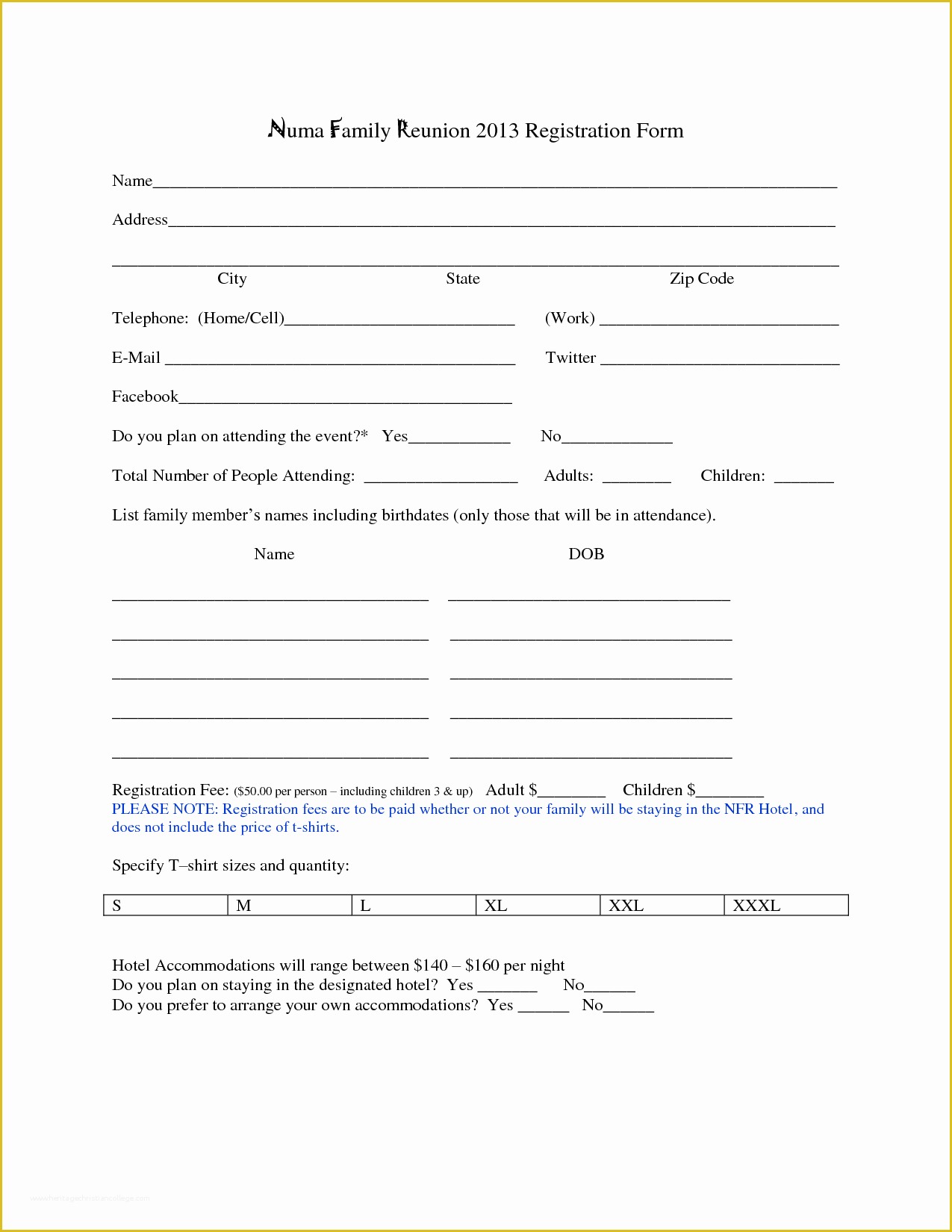 Free Family Reunion Survey Templates Of 7 Best Of Family Reunion forms Printable Free