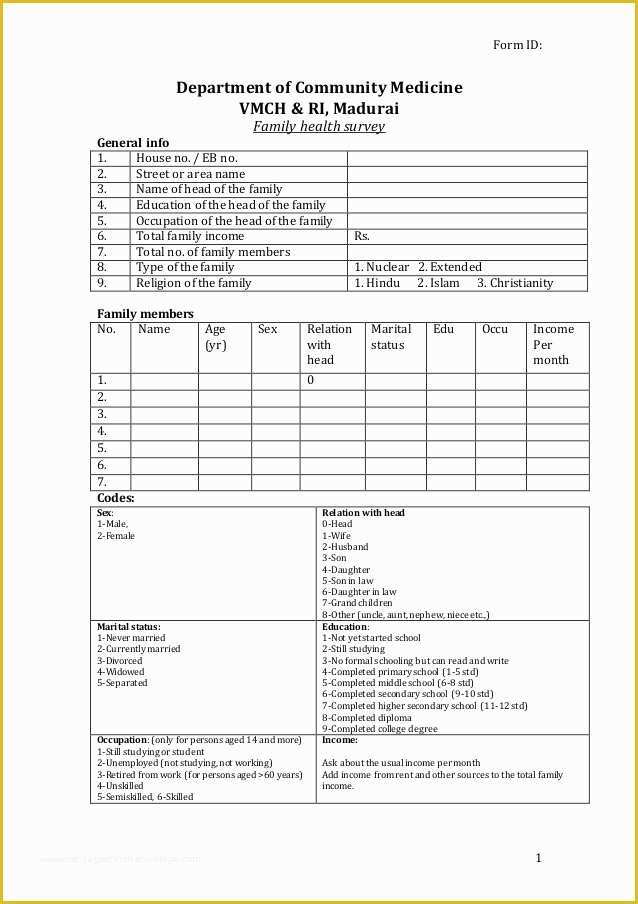 Free Family Reunion Survey Templates Of Family Health Survey format