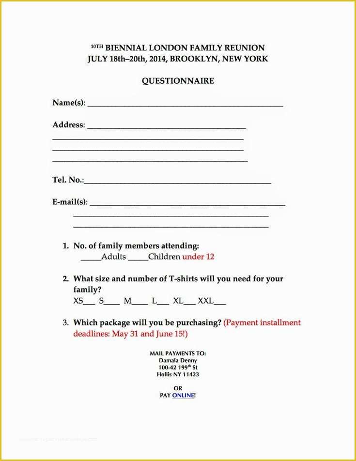 Free Family Reunion Survey Templates Of Family Reunion Survey Google Search