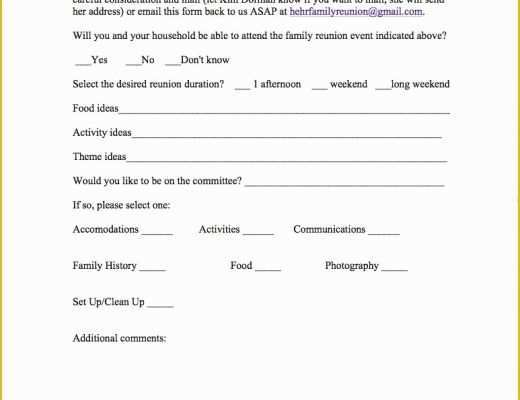 Free Family Reunion Survey Templates Of Survey for Family Reunion Google Search