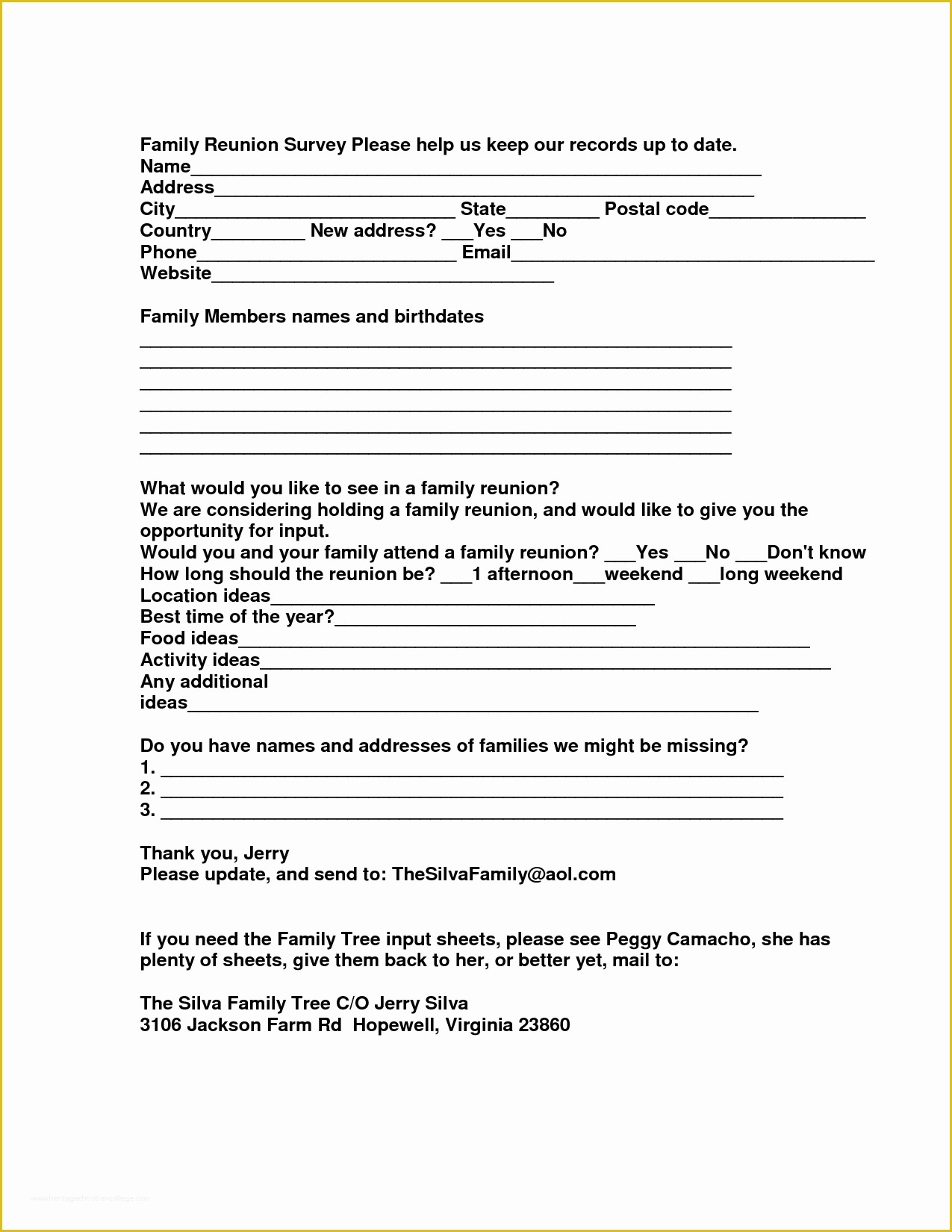 Free Family Reunion Website Template Of Family Reunion Interest Letter to Pin On