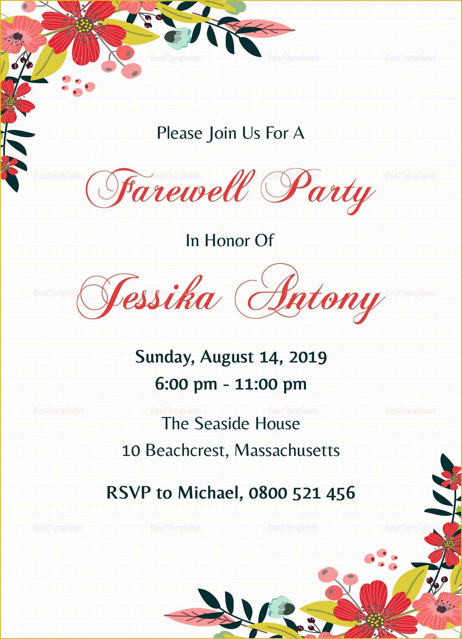 Free Farewell Invitation Templates Of Classic Farewell Party Invitation Design Template In Word
