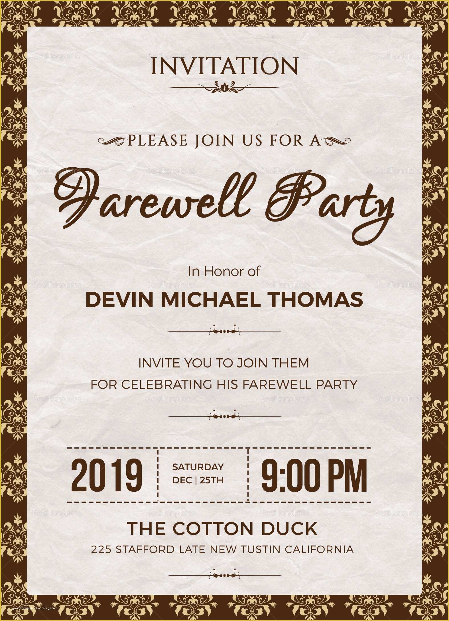 Free Farewell Invitation Templates Of Farewell Invitation Design Template In Word Psd Publisher