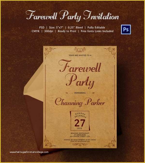 Free Farewell Invitation Templates Of Farewell Party Invitation Template 25 Free Psd format