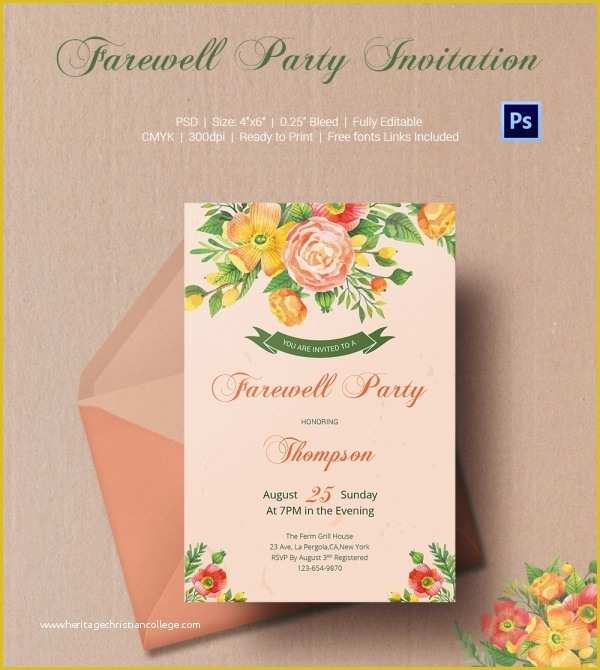 Free Farewell Invitation Templates Of Farewell Party Invitation Template 25 Free Psd format