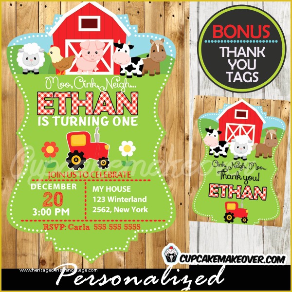 Free Farm Birthday Invitation Templates Of Barnyard Birthday Invitation Barn Wood Personalized D2