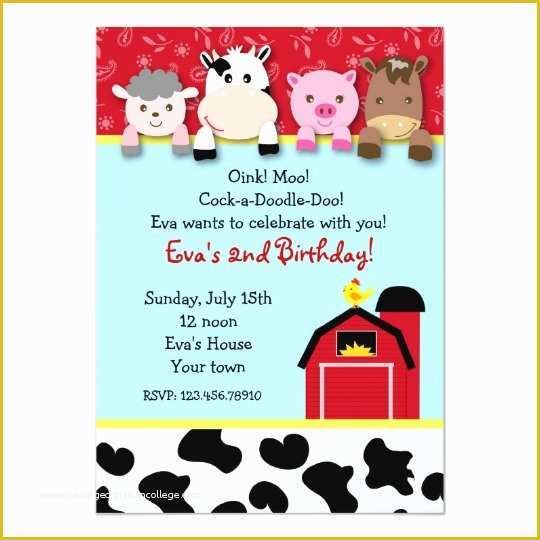 Free Farm Birthday Invitation Templates Of Barnyard Farm Animals Birthday Party Invitations