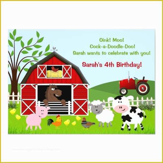 Free Farm Birthday Invitation Templates Of Barnyard Farm Animals Birthday Party Invitations