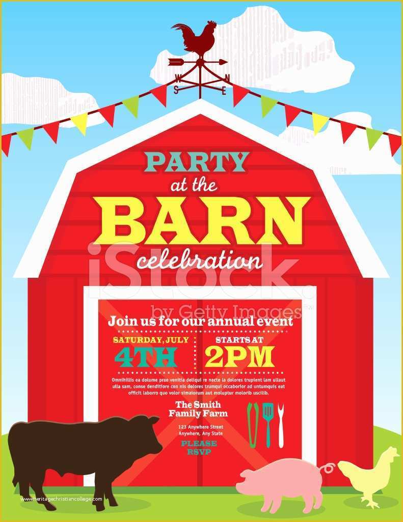 Free Farm Birthday Invitation Templates Of Cute Barn and Farm Animal Party Invitation Design Template