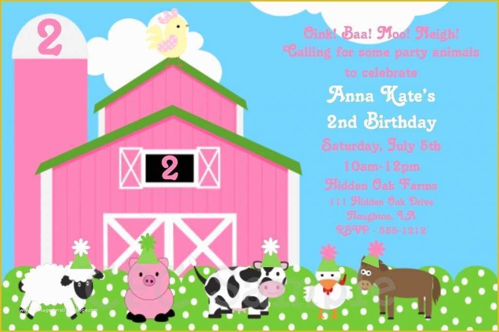 Free Farm Birthday Invitation Templates Of Farm Birthday Invitations Ideas – Bagvania Free Printable
