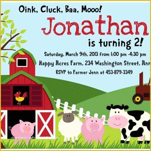 Free Farm Birthday Invitation Templates Of Farm Party Invitations Farm Party Invitations for