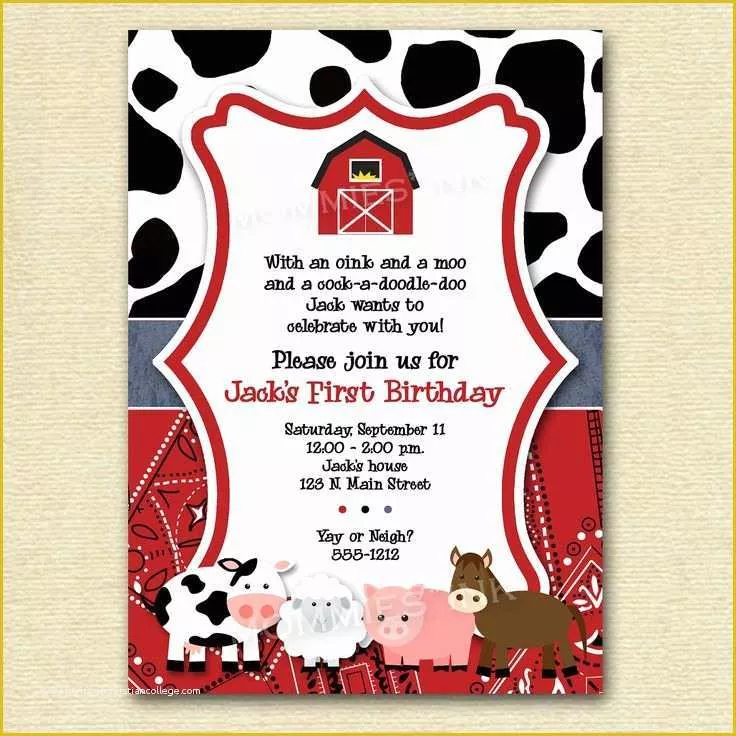 Free Farm Birthday Invitation Templates Of Free Farm themed Birthday Party Invitations Template