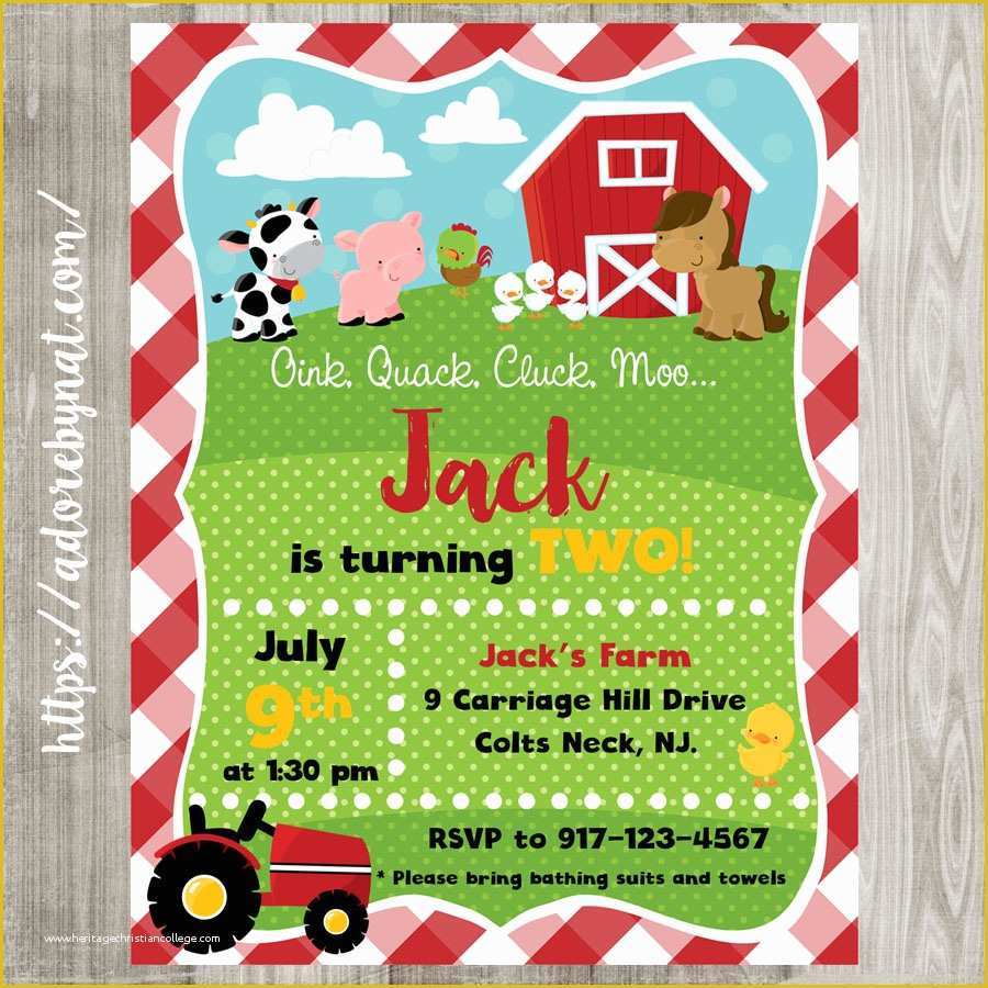 Free Farm Birthday Invitation Templates Of Party Invitation Templates Farm Party Invitations