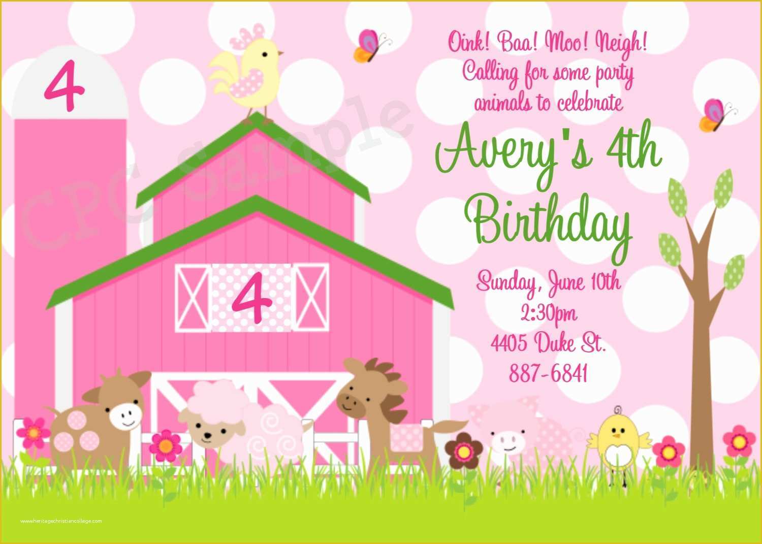 Free Farm Birthday Invitation Templates Of Pink Farm – Free Printable Birthday Invitation Templates