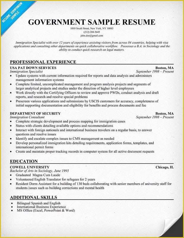 Free Federal Resume Template Of Federal Resume Template