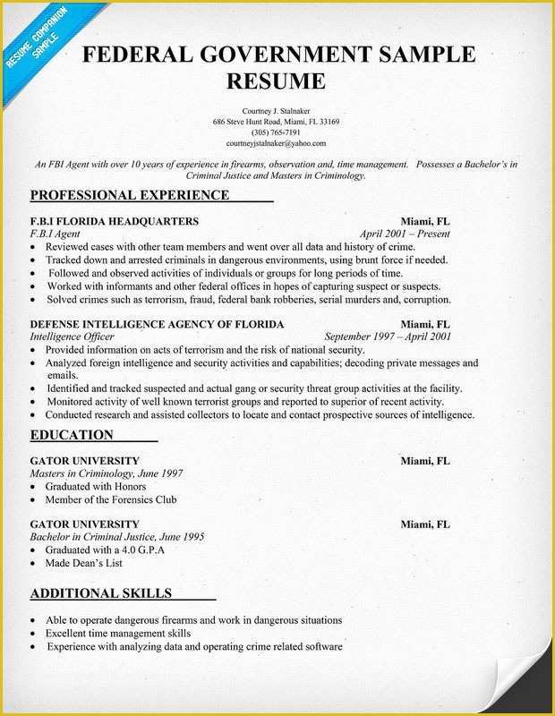 Free Federal Resume Template Of Federal Resume Template
