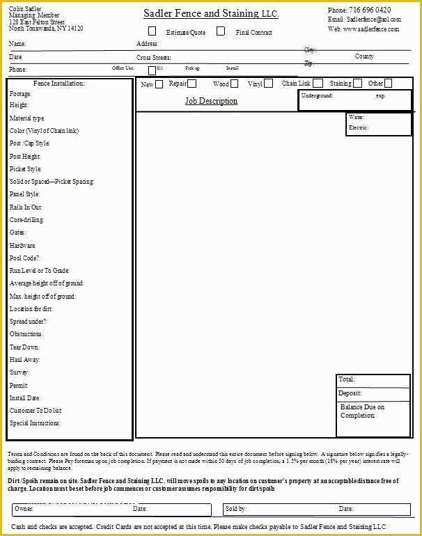 Free Fence Contract Template Of Contract