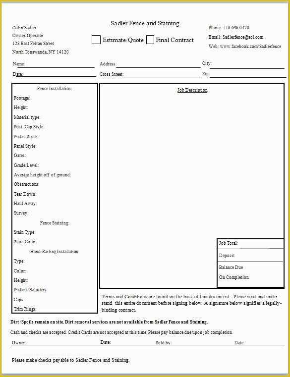 Free Fence Contract Template Of Fencing Contract Template Yogatreestudio