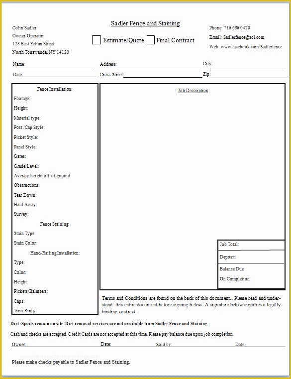 Free Fence Contract Template Of Installation Contract Template Gseokbinder