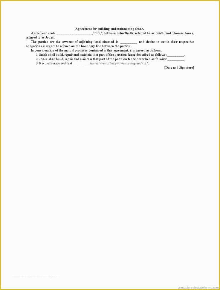 Free Fence Contract Template Of Sample Printable Agreement for Building and Maintaining