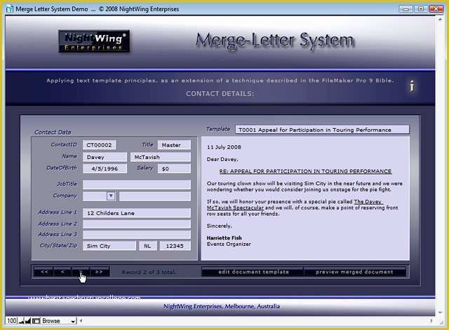 Free Filemaker Templates Mac Of Nightwing Enterprises Merge Letter Templating System for