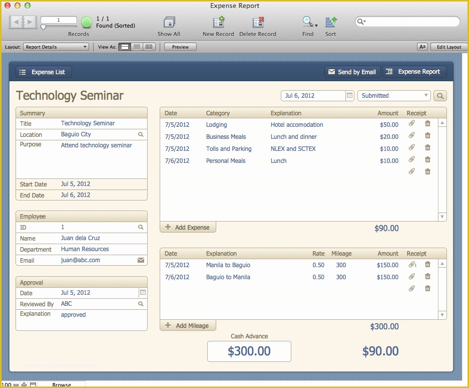 Free Filemaker Templates Mac Of the Mac Fice Expense Report Filemaker Pro 12 Starter