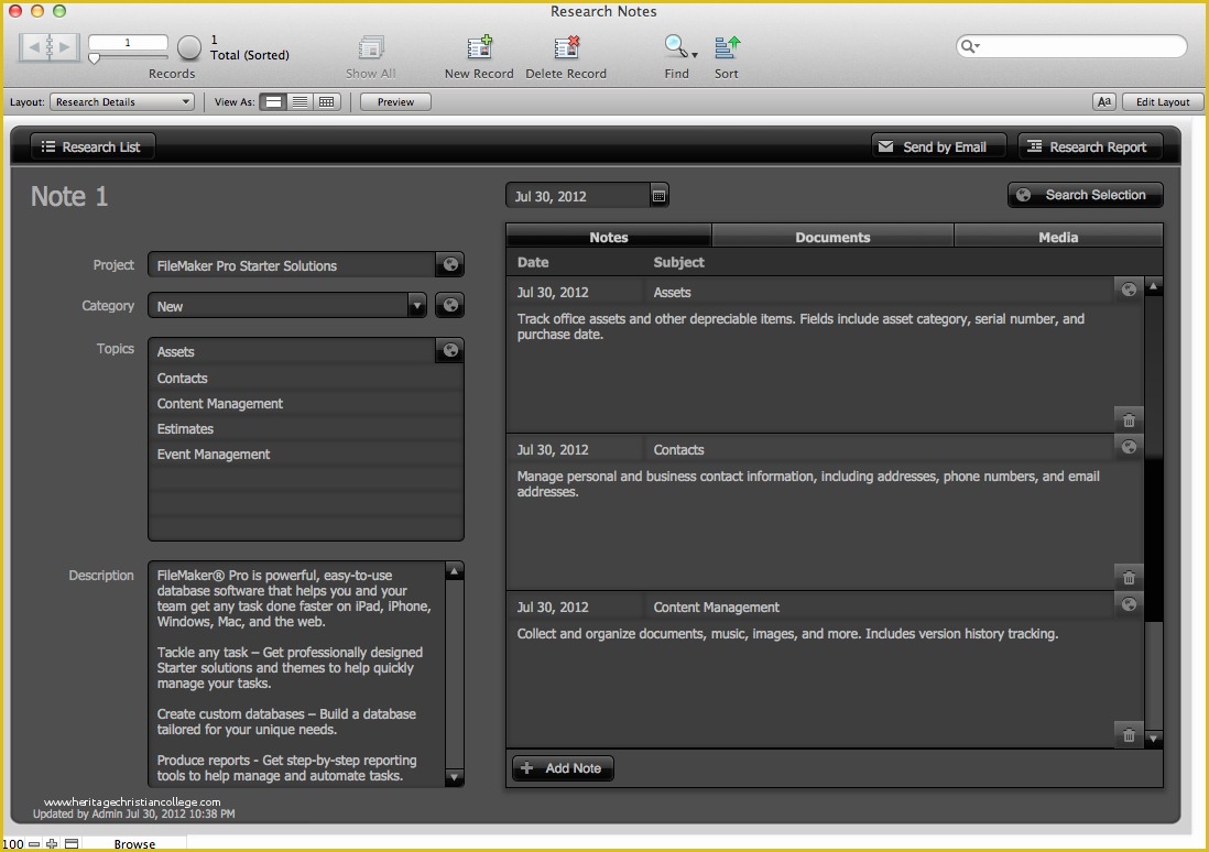Free Filemaker Templates Mac Of the Mac Fice Research Notes Filemaker Pro 12 Starter