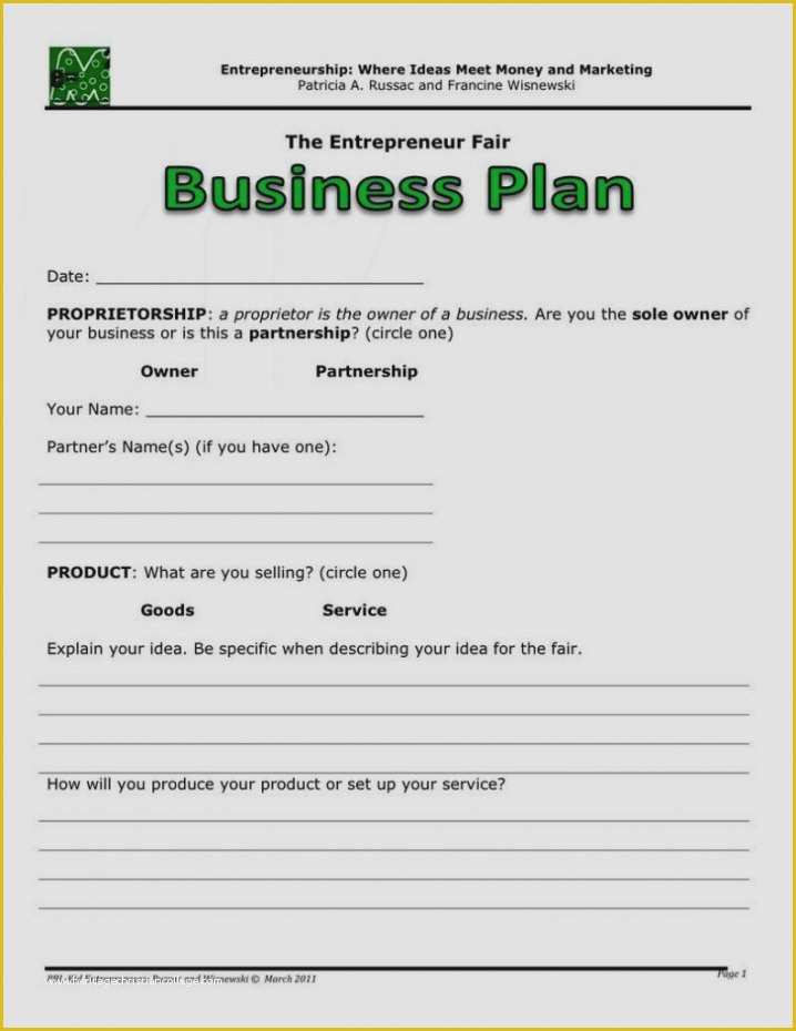 Free Fillable Business Plan Template Of for Free Fillable Business Plan Template – Guiaubuntupt