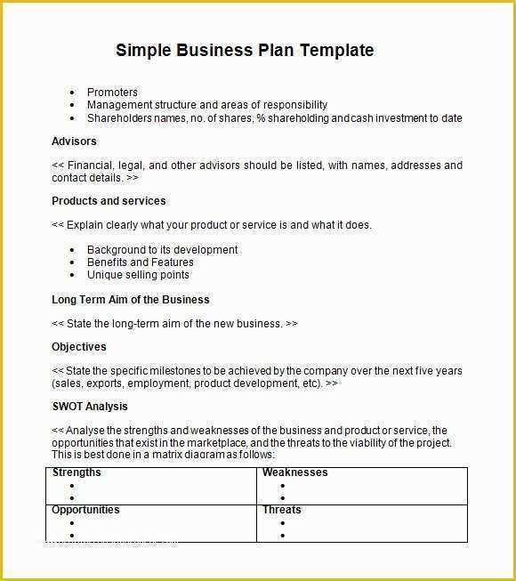 Free Fillable Business Plan Template Of Simple Business Plan Template 9 Documents In Pdf Word Psd