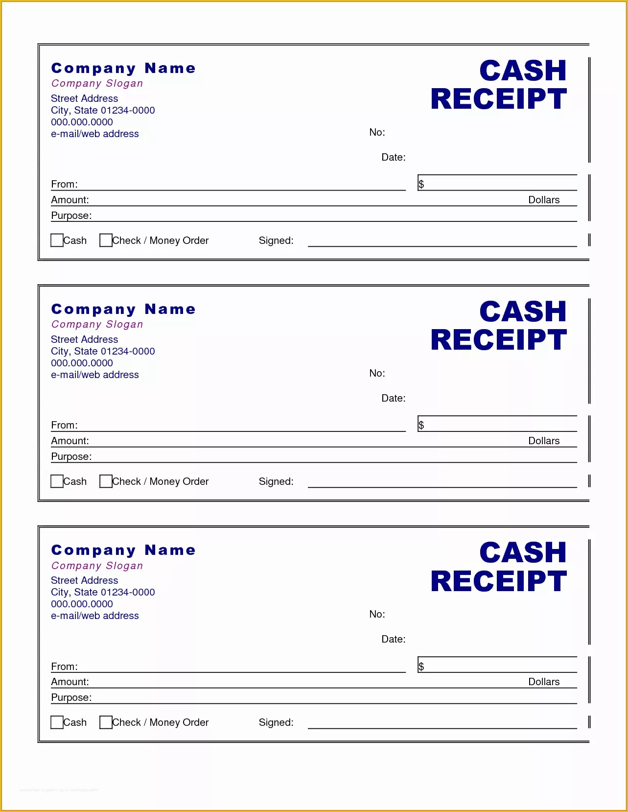 Free Fillable Cash Receipt Template Of Cash Receipt Template Doc