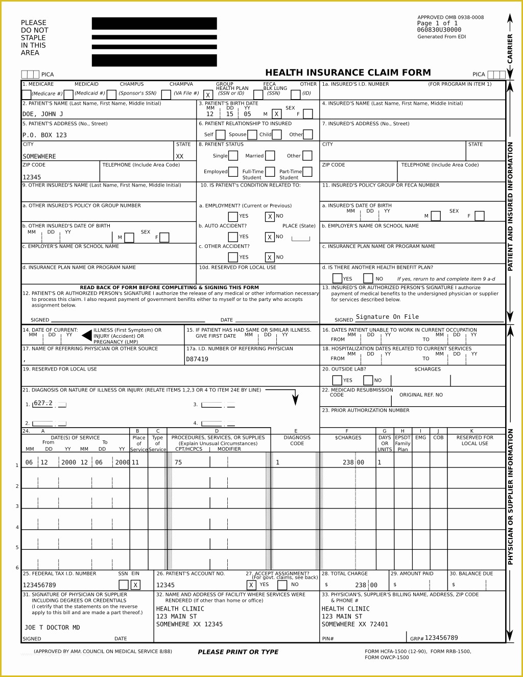 1500 Claim Form PDF Fillable