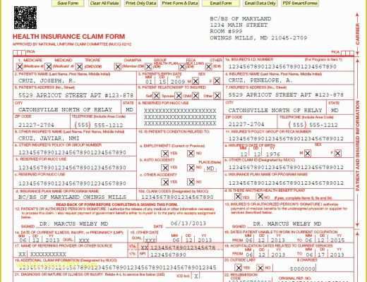 Free Fillable Cms 1500 Template Of Cms Hcfa Claim form Printable Fillable Cms 1500 Template