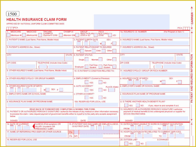 Free Fillable Cms 1500 Template Of Trackerandco Blog