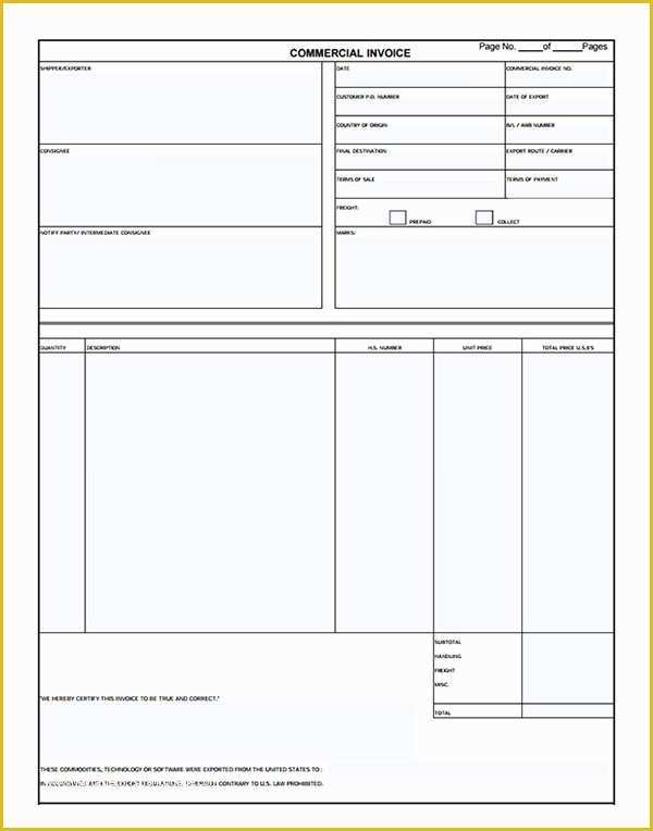 Free Fillable Commercial Invoice Template Of 18 Free Mercial Invoice Templates
