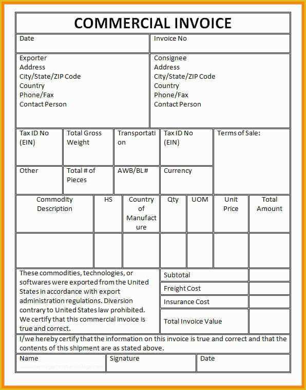 Free Fillable Commercial Invoice Template Of 5 Fedex Mercial Invoice Pdf Fillable