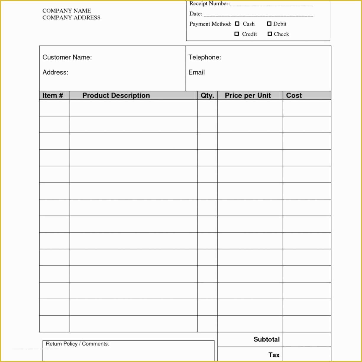 Free Fillable Commercial Invoice Template Of Blank Fillable Invoice Free Mercial Pdf Resumetes