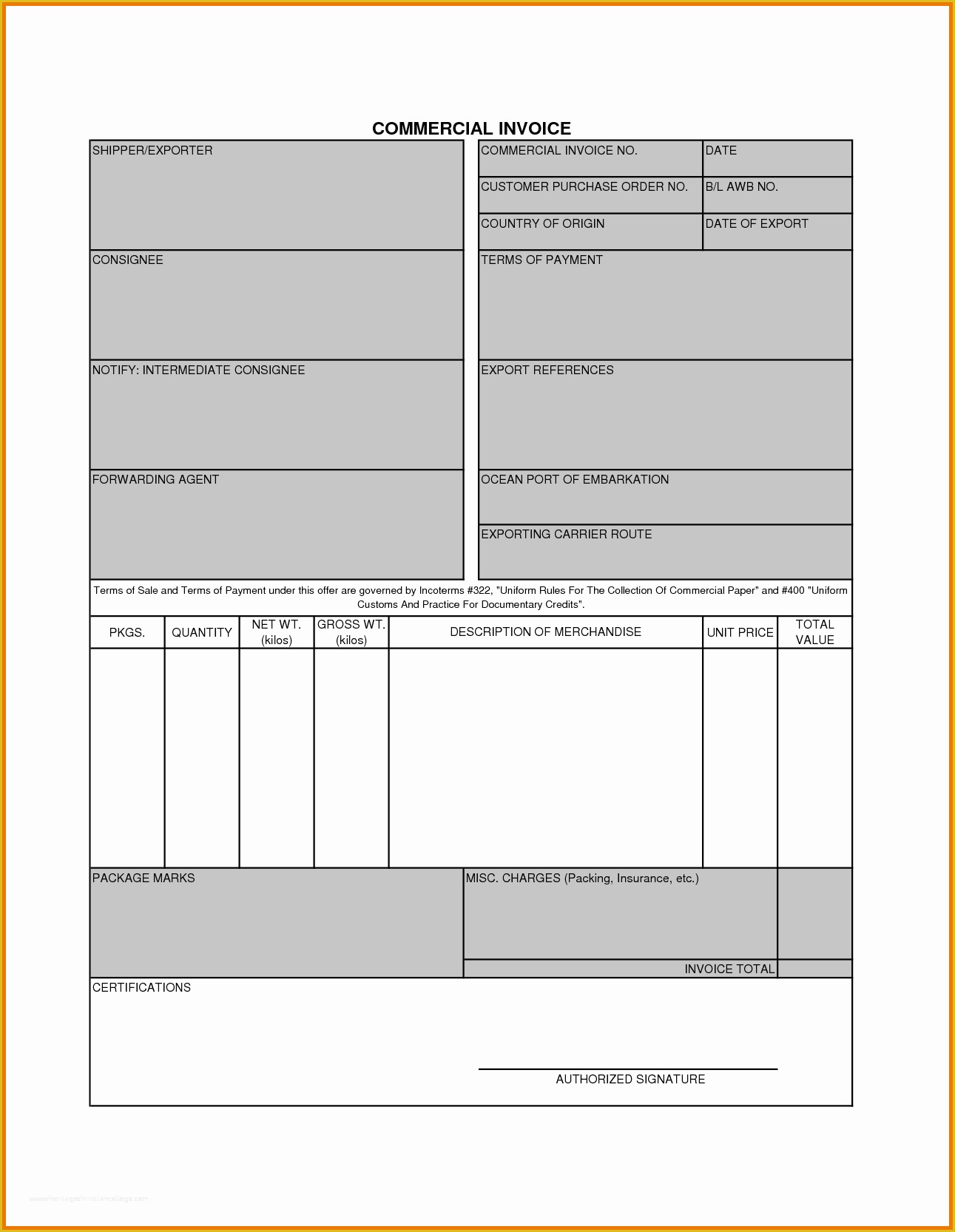 Free Fillable Commercial Invoice Template Of Blank Mercial Invoice Example Mughals