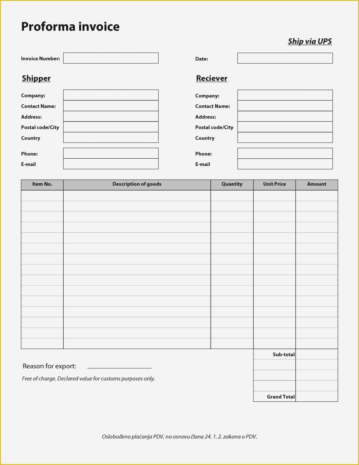 Free Fillable Commercial Invoice Template Of Free Fillable Invoice Template Resume Templates Download