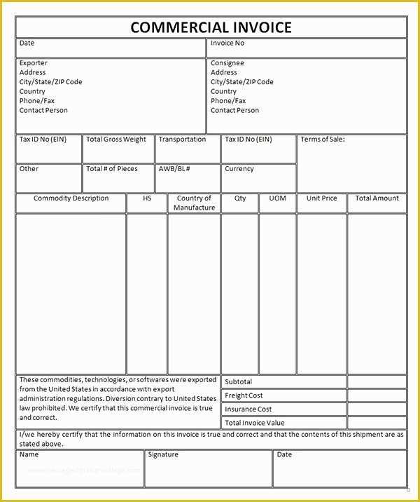 Free Fillable Commercial Invoice Template Of Free Fillable Mercial Invoice Template Learn the Truth