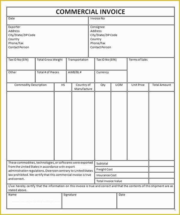 Free Fillable Commercial Invoice Template Of Free Fillable Mercial Invoice Template Learn the Truth