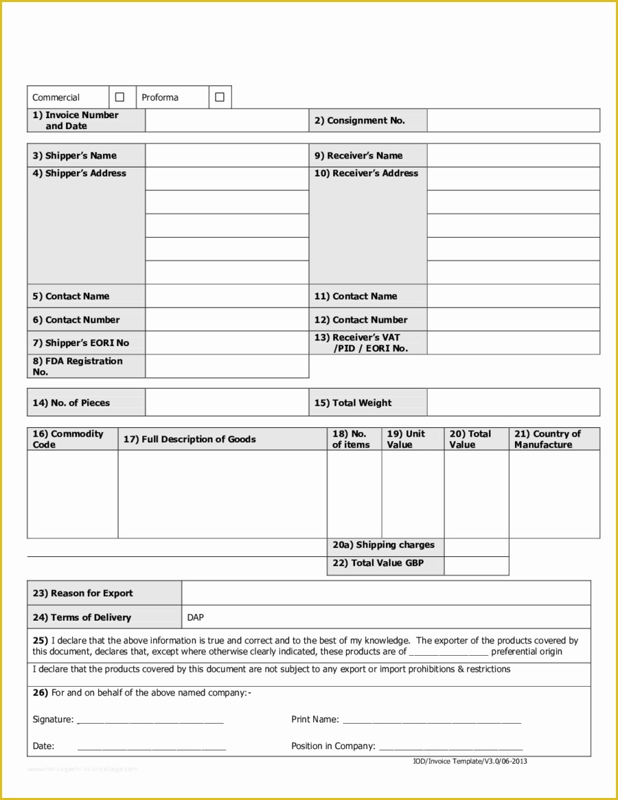 Free Fillable Commercial Invoice Template Of Free Mercial Invoice Template Edit Fill Sign Line