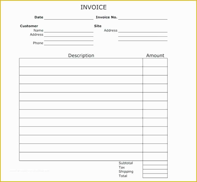 Free Fillable Commercial Invoice Template Of Invoice form Printable Invoice form Blank Invoice form