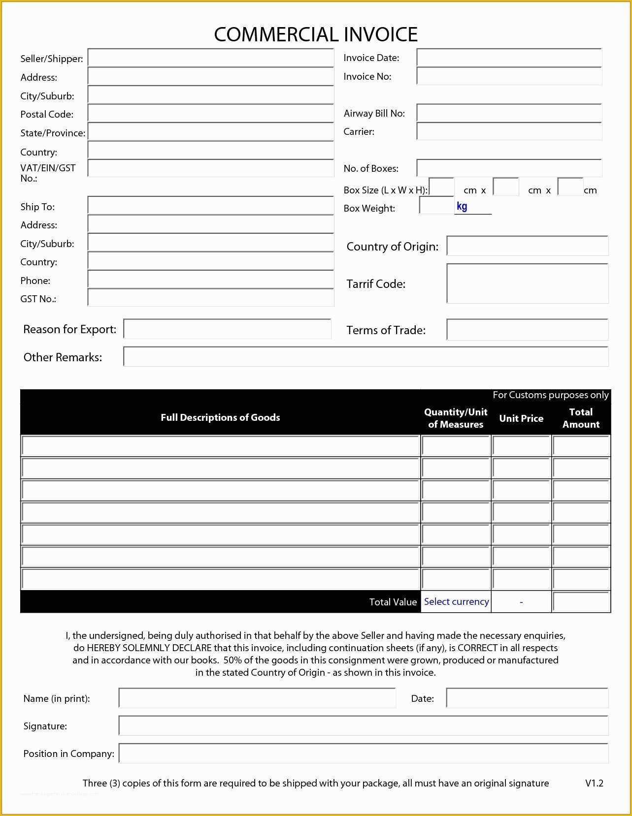 Free Fillable Commercial Invoice Template Of Mercial Invoice Pdf Fillable Invoice Template Ideas