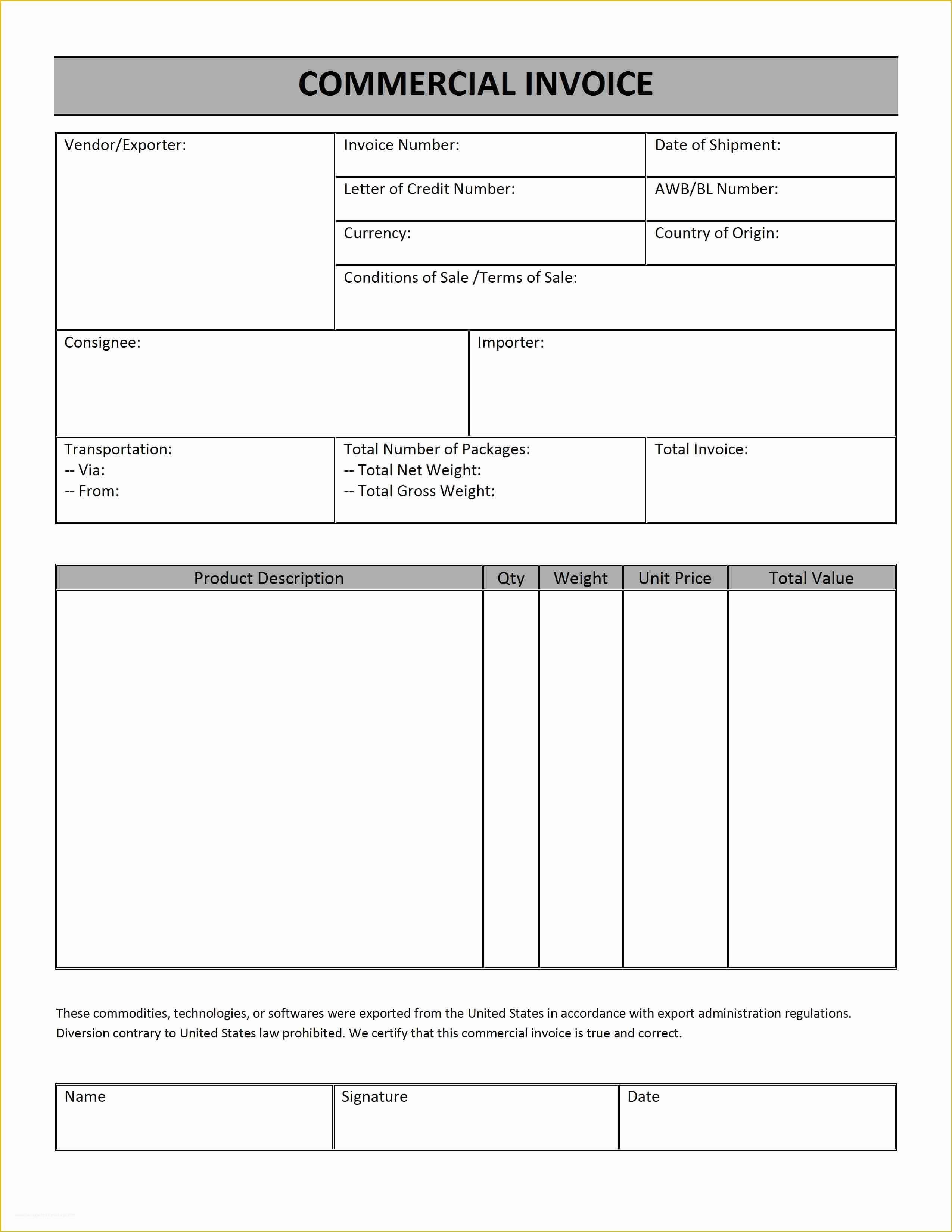 Free Fillable Commercial Invoice Template Of Mercial Invoice Pdf Fillable Invoice Template Ideas