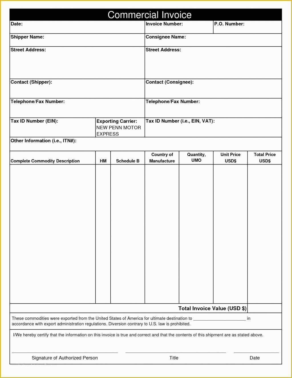 Free Fillable Commercial Invoice Template Of Mercial Invoice Pdf Fillable Invoice Template Ideas