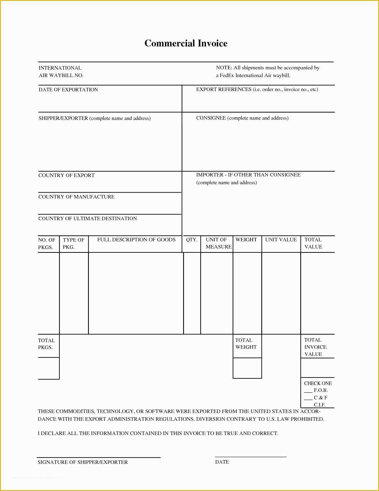 Free Fillable Commercial Invoice Template Of Mercial Invoice Pdf Fillable Invoice Template Ideas