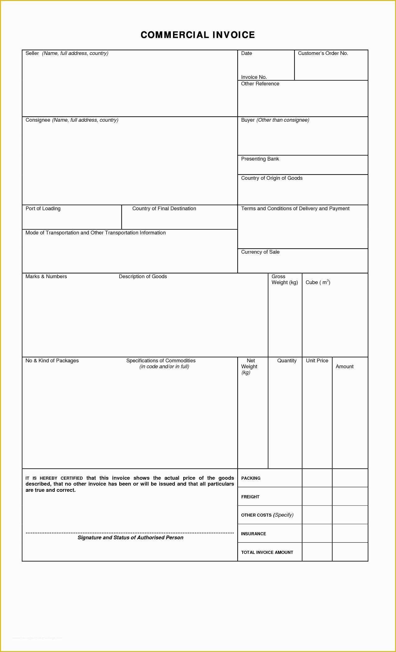 Free Fillable Commercial Invoice Template Of Mercial Invoice Pdf Invoice Design Inspiration