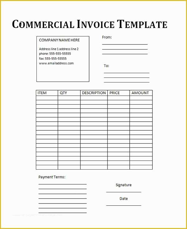 Free Fillable Commercial Invoice Template Of Mercial Invoice Template